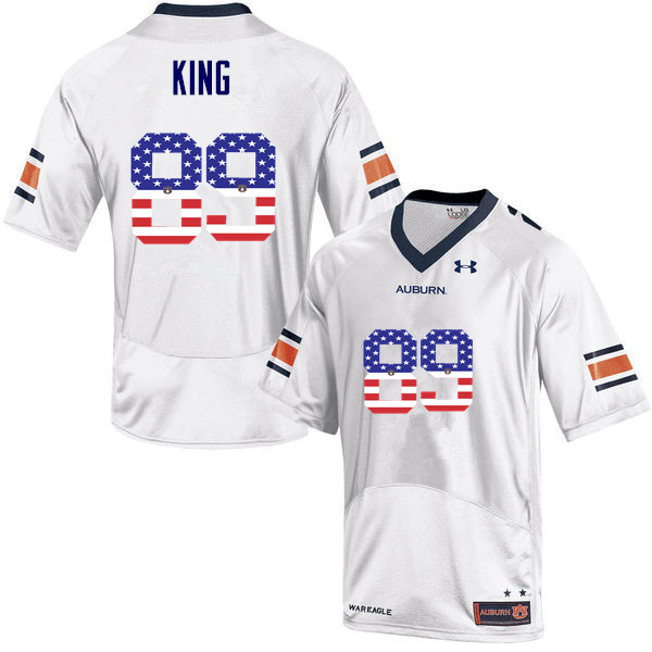 Men #89 Griffin King Auburn Tigers USA Flag Fashion College Football Jerseys-White